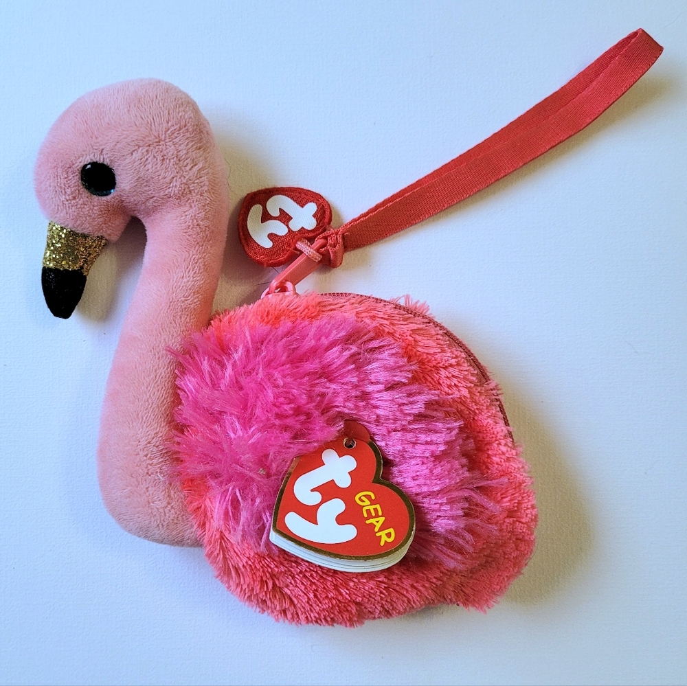 TY Coin Purse Beanie Baby Flamingo